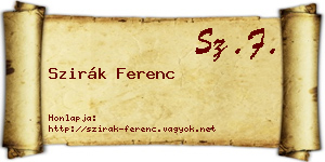 Szirák Ferenc névjegykártya