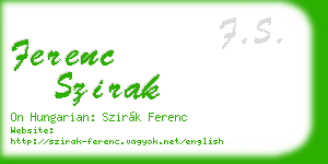 ferenc szirak business card