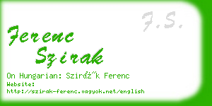 ferenc szirak business card